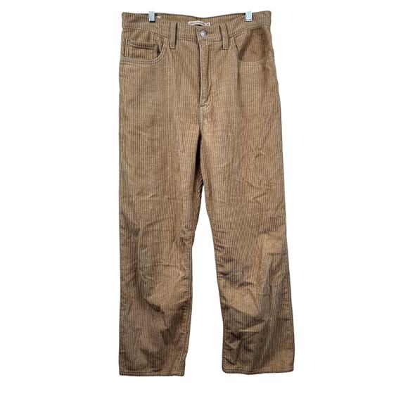 Levi's Corduroy Ribcage Pants Straight Ankle High Rise Women's Tan Size 30 - Picture 3 of 12